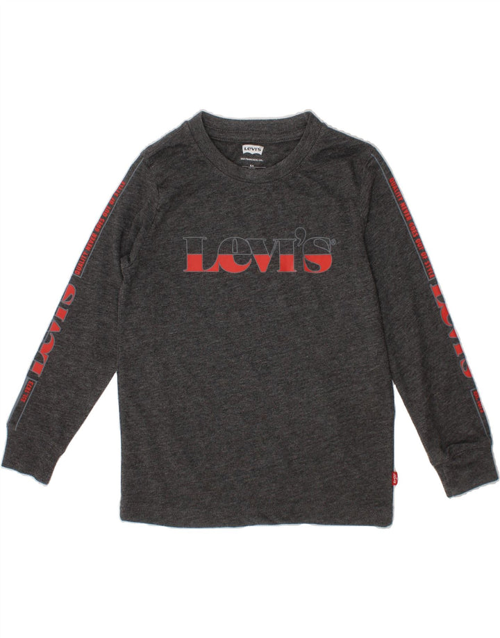 LEVI'S Boys Graphic Top Long Sleeve 4-5 Years Grey Polyester Vintage Levi's and Second-Hand Levi's from Messina Hembry 