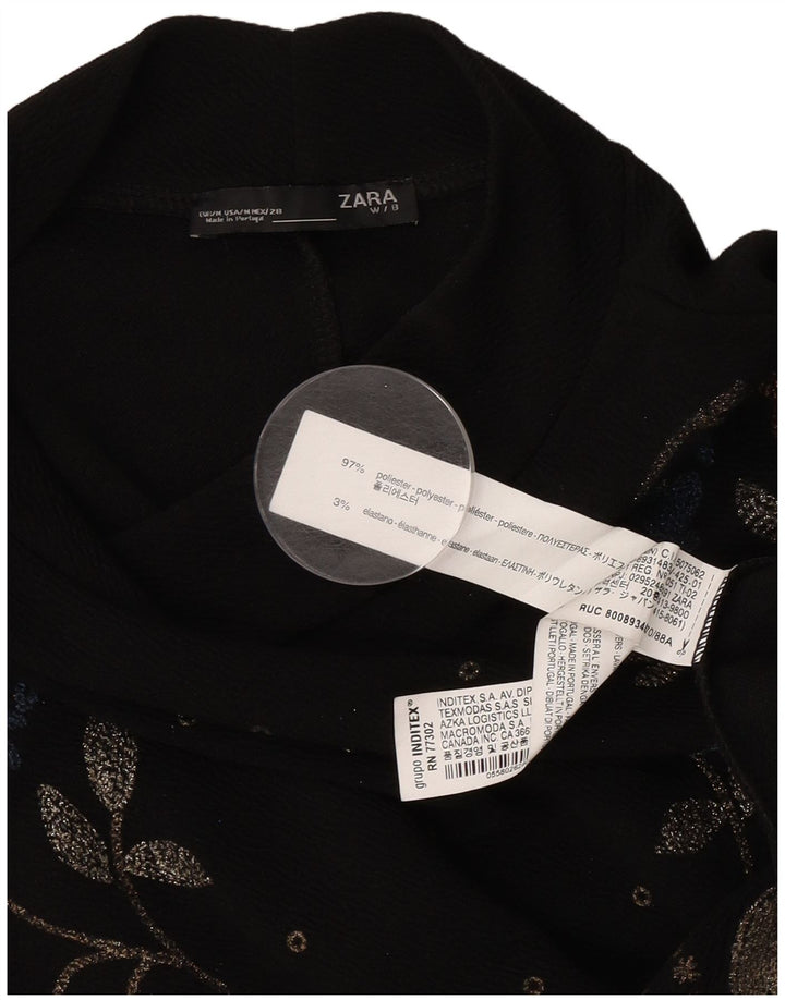 Zara Γυναικείο μακρυμάνικο φόρεμα Shift UK 14 Μεσαίο μαύρο φλοράλ πολυεστέρας