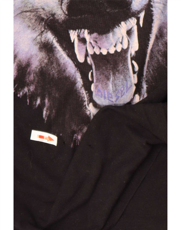 Ανδρικό γραφικό T-Shirt Diesel Top Μεσαίο μαύρο βαμβακερό
