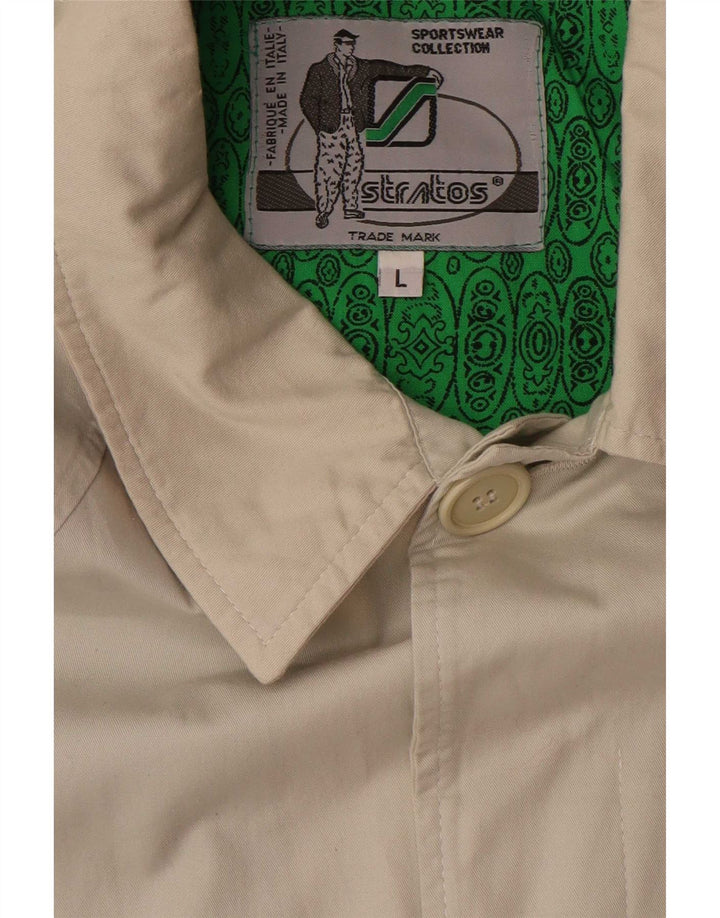 Stratos Ανδρικό Πανωφόρι UK 40 Large Beige Βαμβακερό