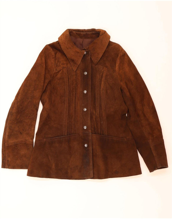 Vintage Γυναικείο Suede Jacket UK 12 Medium Brown
