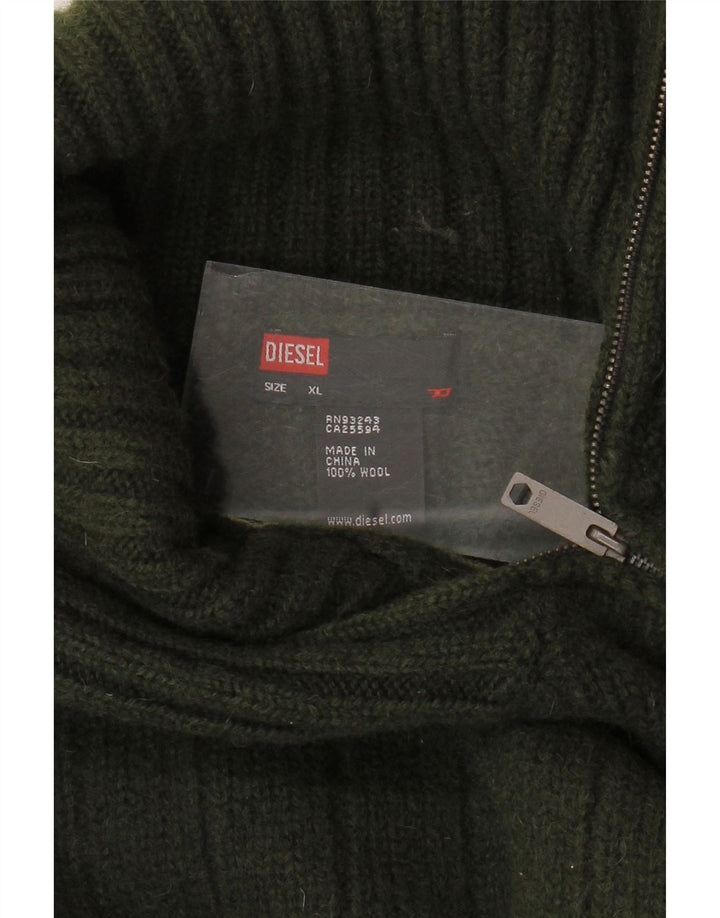 Γυναικείο πουλόβερ με φερμουάρ DIESEL UK 18 XL Χακί μαλλί