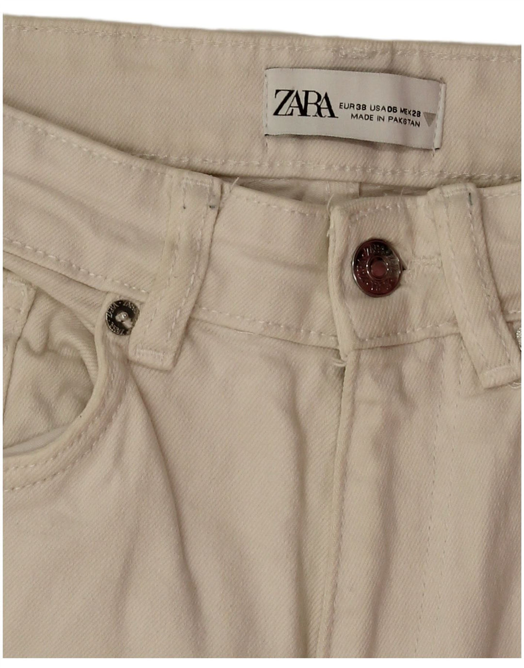Zara Γυναικείο τζιν μποτάκι EU 38 Small W28 L26 από λευκό βαμβακερό