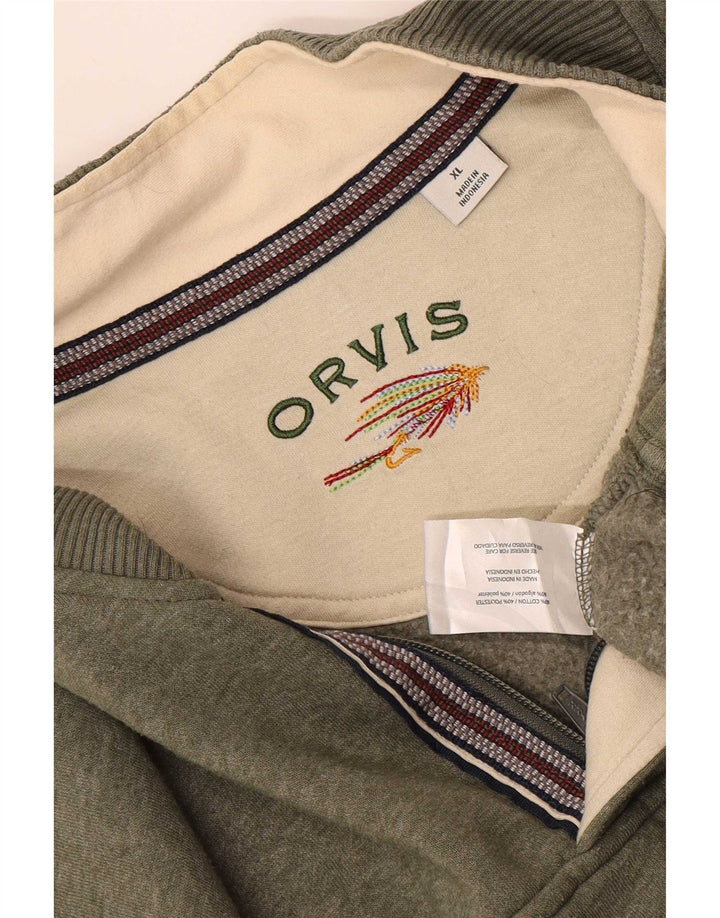 Ανδρικό φούτερ Orvis με φερμουάρ Jumper XL Χακί βαμβακερό