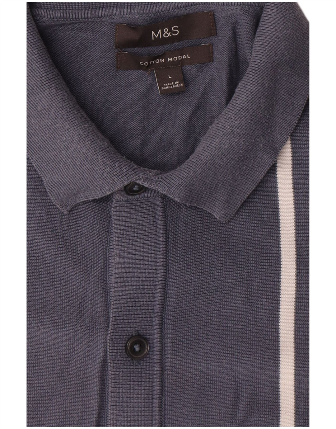 Marks & Spencer Ανδρική ζακέτα πουλόβερ Μεγάλο Navy Blue ριγέ βαμβακερό