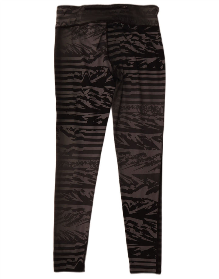 NIKE Womens Dri Fit Leggings UK 14 Medium  Grey Striped Polyester