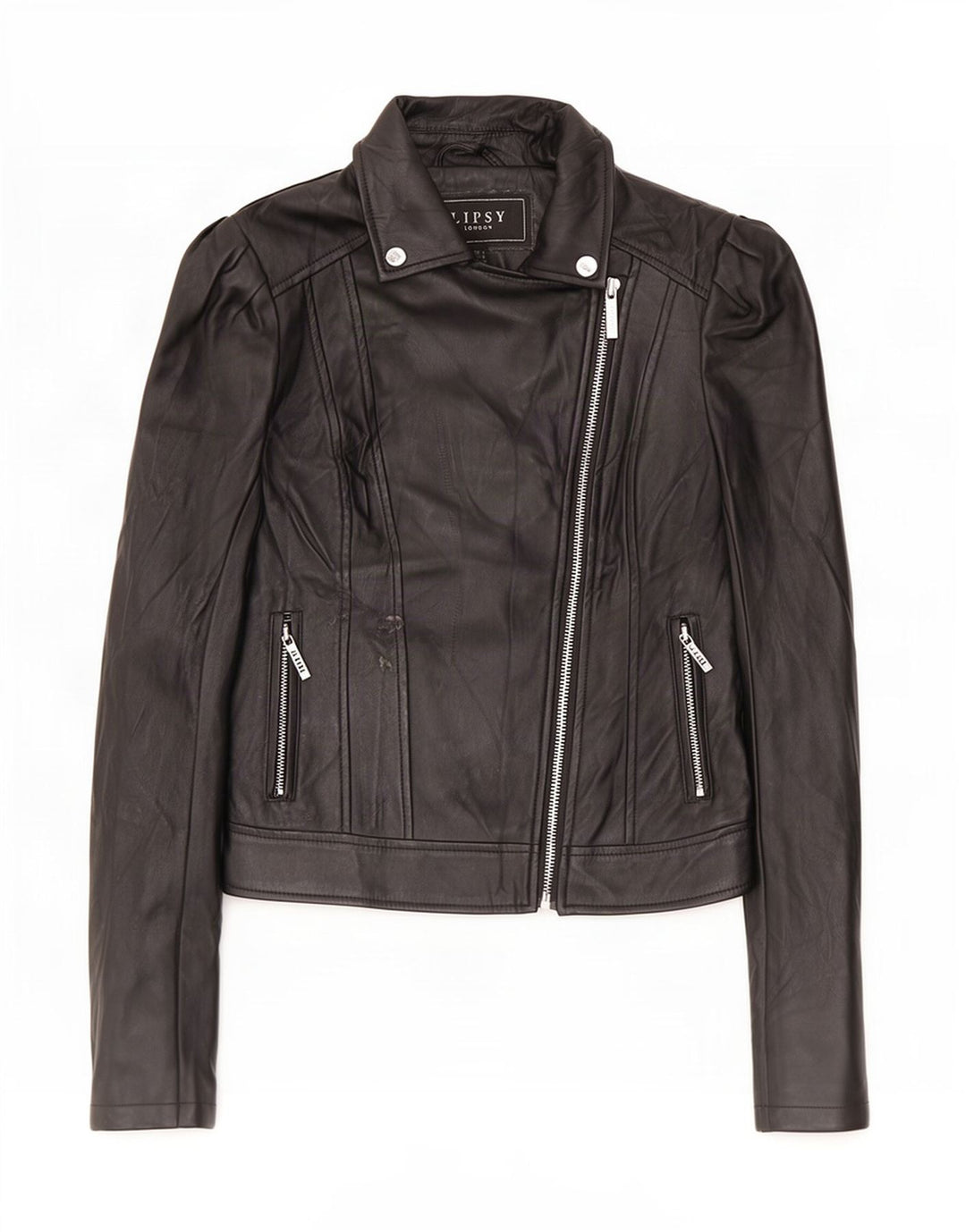 Lipsy Γυναικείο Faux Leather Biker Jacket UK 8 Small Black Polyester