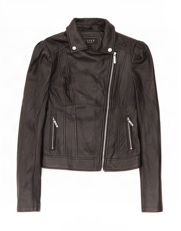 Lipsy Γυναικείο Faux Leather Biker Jacket UK 8 Small Black Polyester