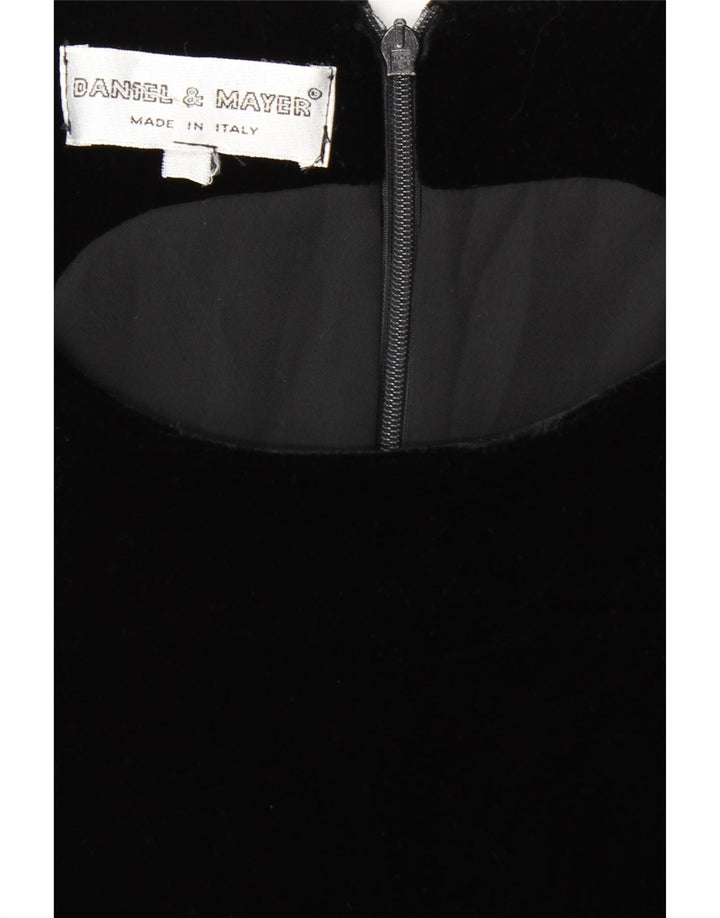 DANIEL & MAYER Γυναικείο αμάνικο βελούδινο φόρεμα UK 12 Μεσαίο Μαύρο