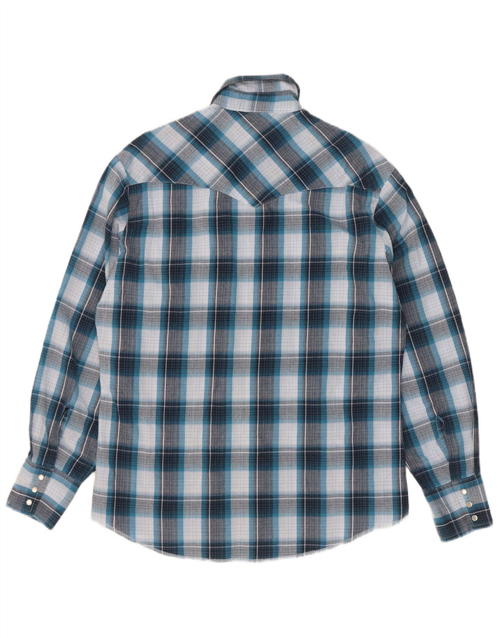 Ανδρικό πουκάμισο Wrangler με μεσαίο μπλε βαμβακερό καρέ