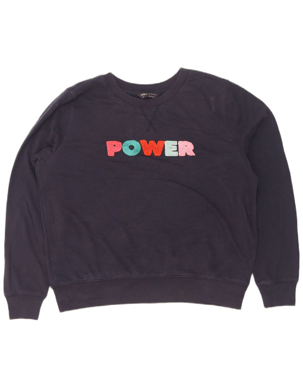 Marks & Spencer Γυναικεία γραφική φούτερ Jumper UK 14 Large Navy Blue