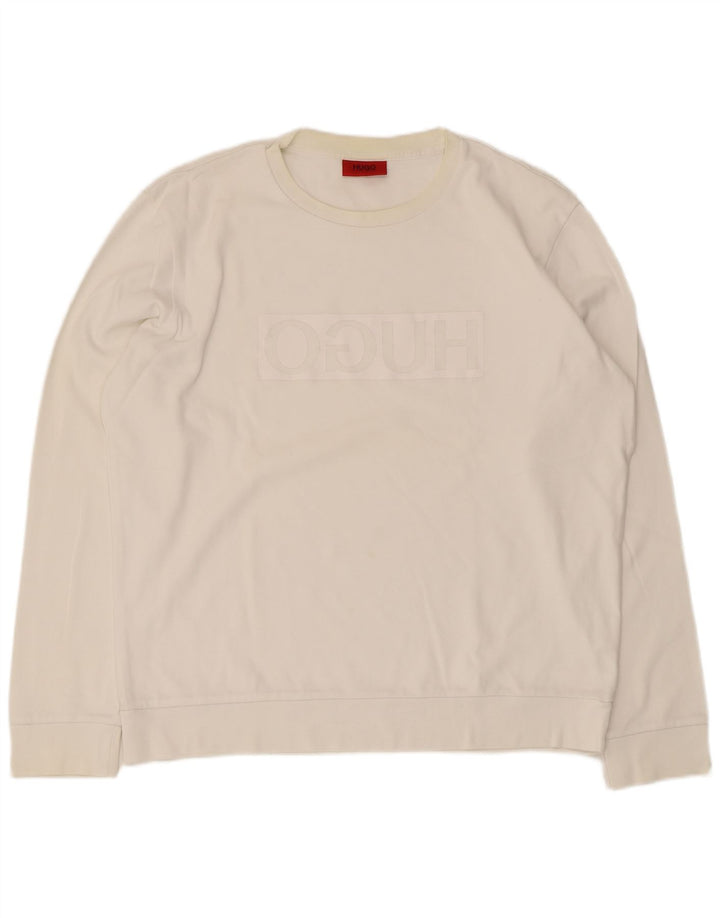 Ανδρικό γραφικό φούτερ Hugo Boss Jumper XL Λευκό βαμβακερό