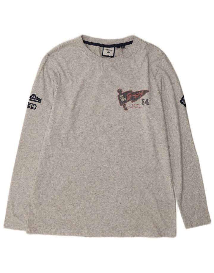 Superdry Γυναικείο Γραφικό Μακρυμάνικο UK 12 Βαμβακερό μεσαίο γκρι