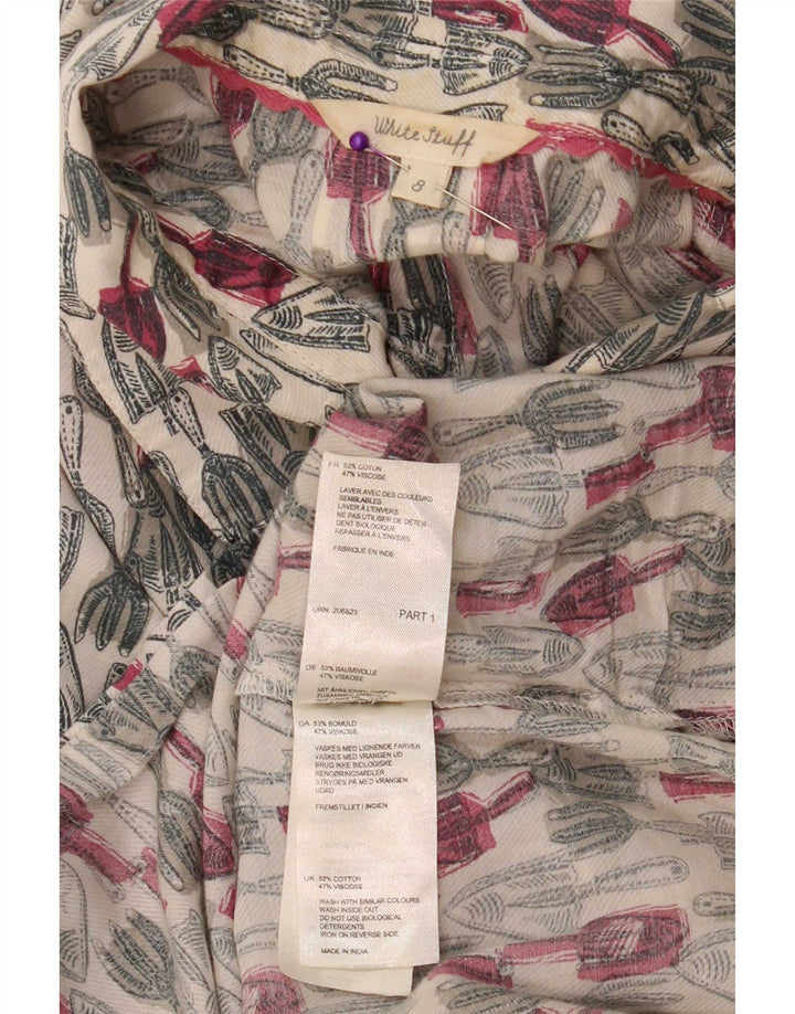 White Stuff Γυναικείο Abstract Pattern 3/4 Sleeve Shift Dress UK 8 Small