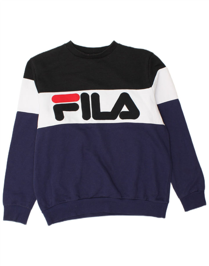 Ανδρικό γραφικό φούτερ FILA Jumper Large Navy Blue Colourblock Βαμβακερό