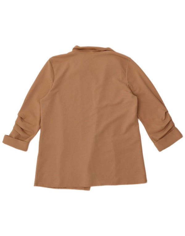 Κουίζ Γυναικείο 3/4 μανίκι ανοιχτό σακάκι UK 12 μεσαίο μπεζ πολυεστέρα