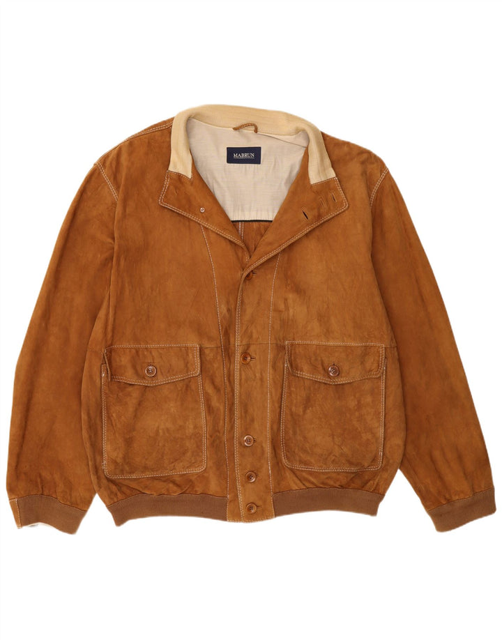 Mabrun Ανδρικό Suede Bomber Jacket IT 54 2XL Beige