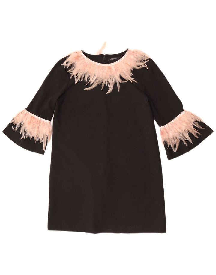Zara Γυναικείο φόρεμα 3/4 Sleeve Shift UK 16 Large μαύρο πολυεστέρα