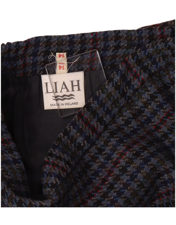 Vintage Γυναικεία Pencil Φούστα UK 14 Medium W28 Blue Houndstooth