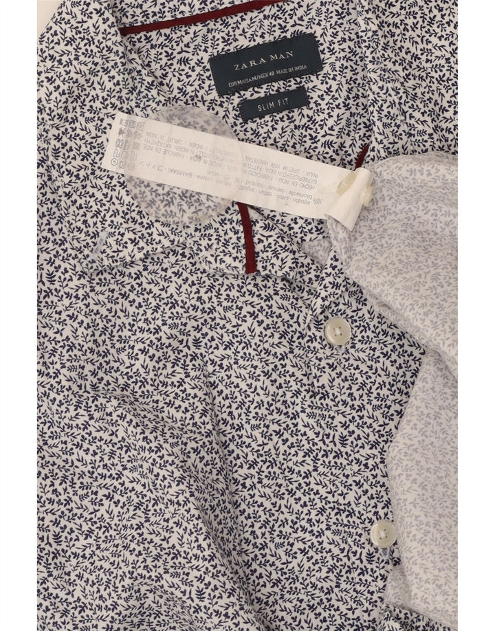 Ανδρικό πουκάμισο Zara Slim Fit Medium Blue Floral Βαμβακερό