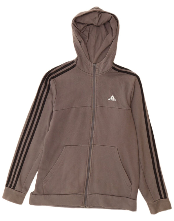 Adidas Boys Zip Hoodie πουλόβερ 15-16 ετών Γκρι βαμβακερό