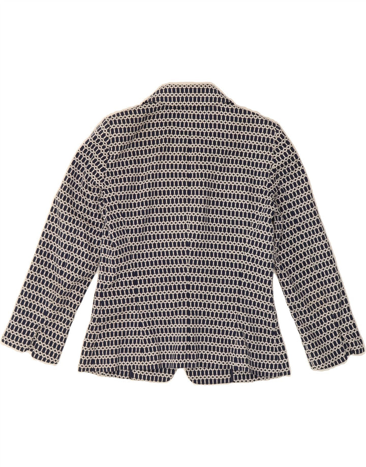 LUISA SPAGNOLI Womens Blazer Jacket IT 42 Medium Navy Blue Geometric Vintage Luisa Spagnoli and Second-Hand Luisa Spagnoli from Messina Hembry 