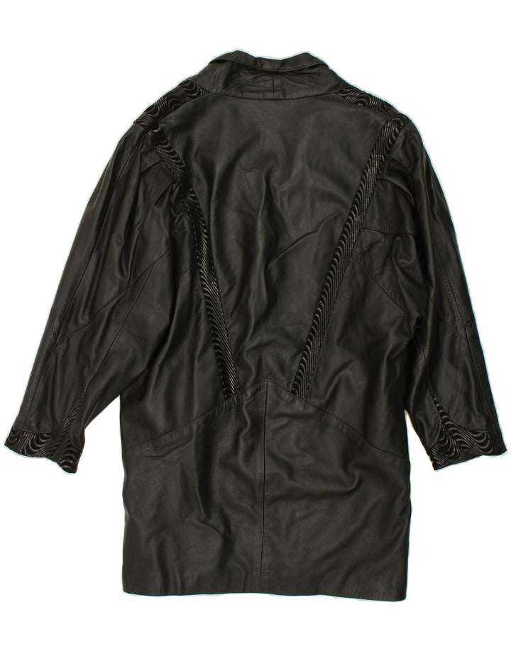 VINTAGE Womens Leather Coat UK 14 Large Black Leather Vintage Vintage and Second-Hand Vintage from Messina Hembry 