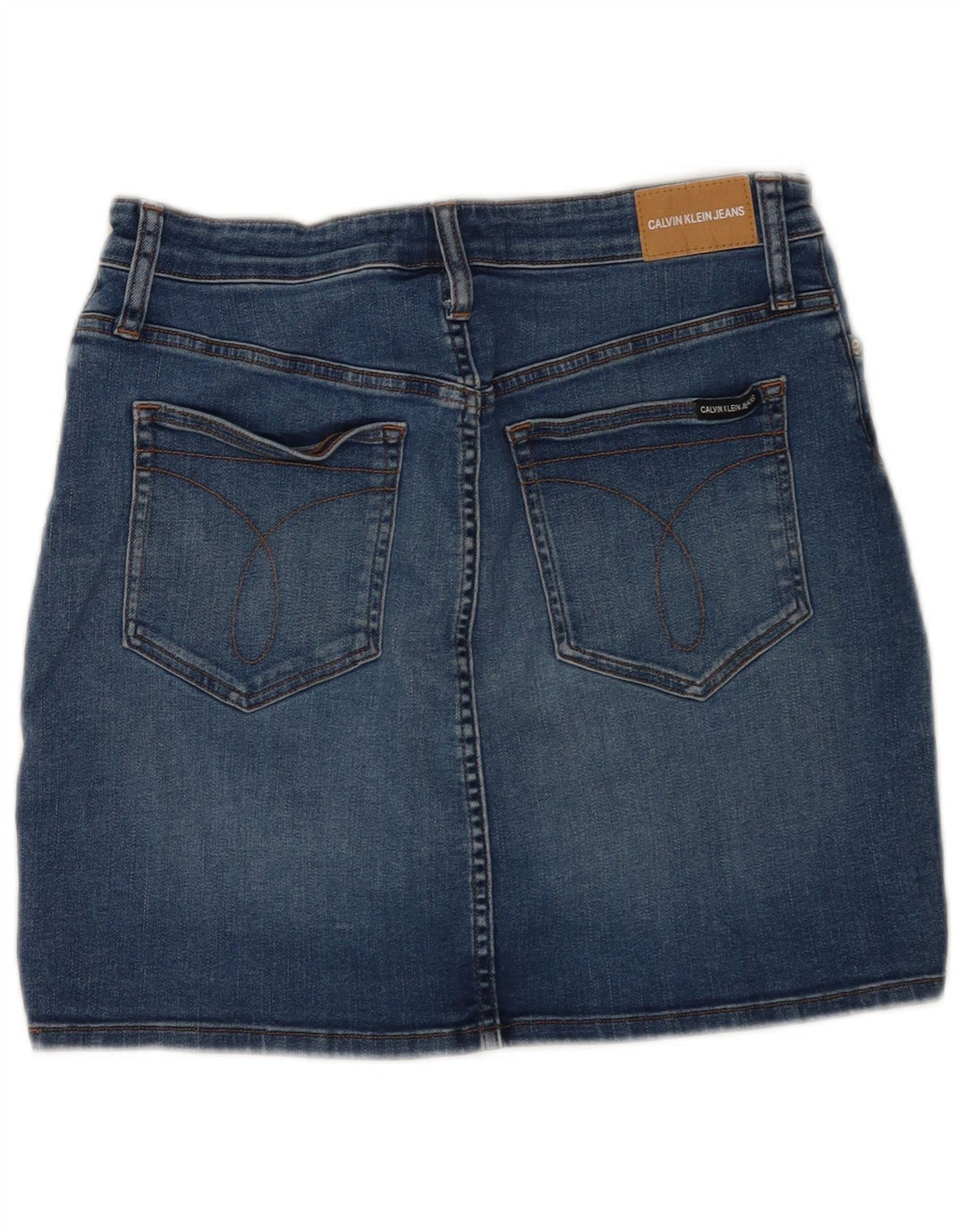 Calvin Klein Γυναικεία Μίνι Τζιν φούστα με ταλαιπωρία W31 μεσαίο μπλε βαμβακερό
