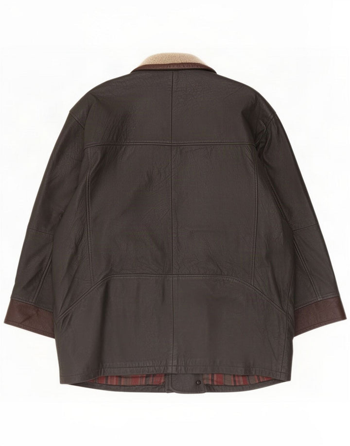 Vintage Ανδρικό Δερμάτινο Μπουφάν UK 40 Large Brown Colorblock