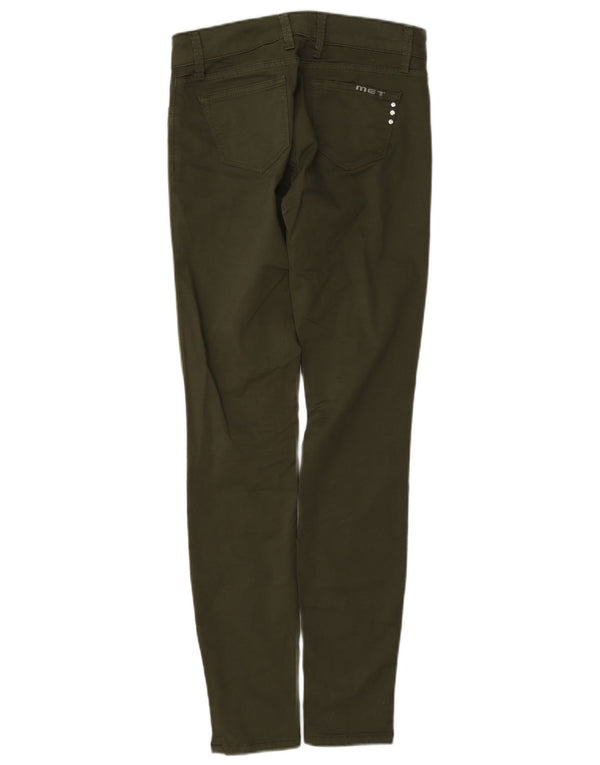 MET Womens Jessica Regular Skinny Casual Παντελόνι W26 L30 Χακί Βαμβακερό