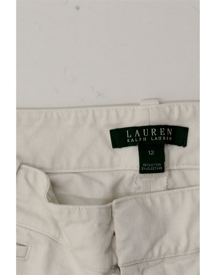RALPH LAUREN Γυναικείο ίσιο casual παντελόνι US 12 Μεγάλο W32 L27 Λευκό