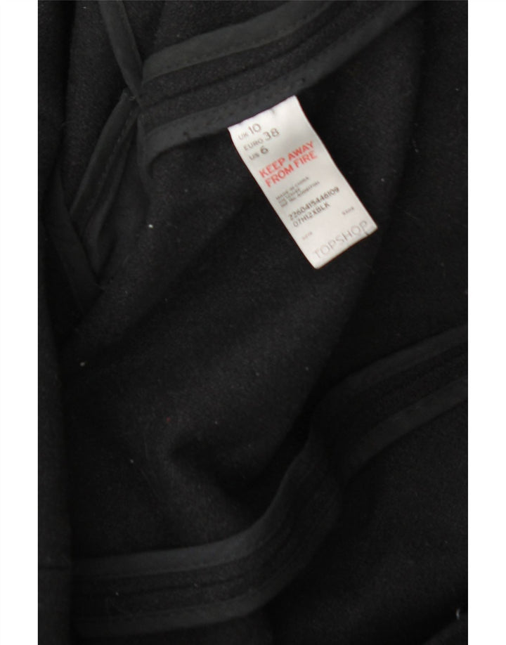 Vintage γυναικείο παλτό Duffle με κουκούλα UK 10 Small Black Wool
