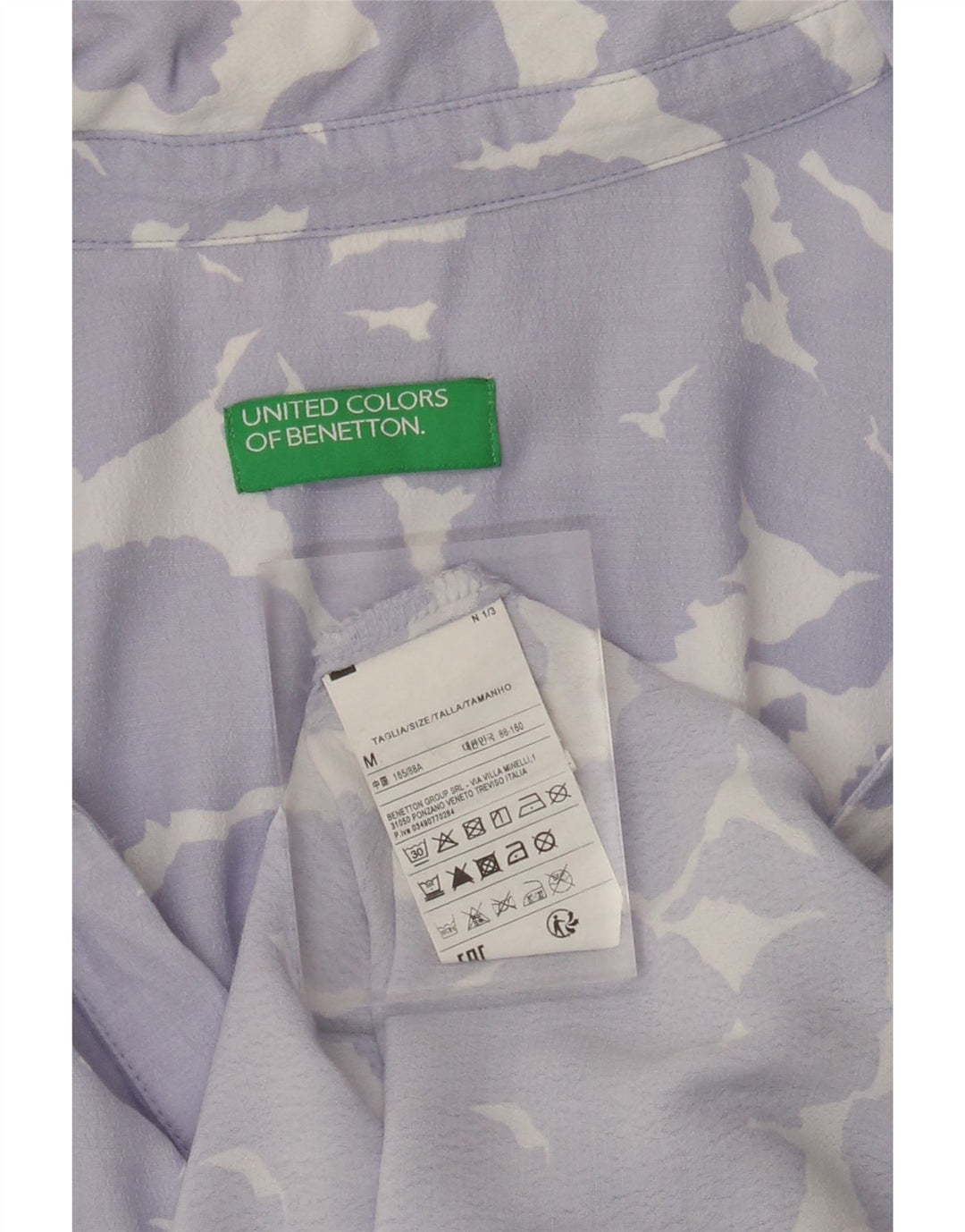 BENETTON Γυναικείο πουκάμισο UK 14 Medium Purple Floral Viscose