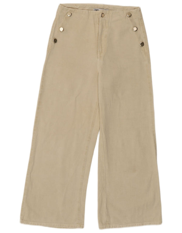 Zara γυναικείο φαρδύ παντελόνι Chino EU 36 XS W26 L26 Μπεζ βαμβακερό
