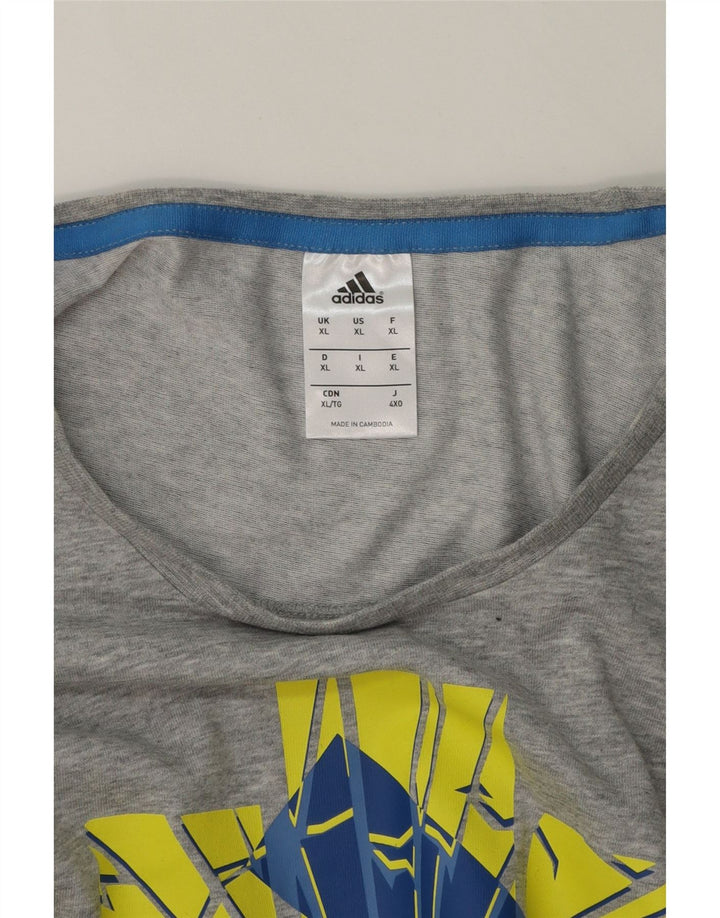 ADIDAS Mens Graphic T-Shirt Top XL Grey Vintage Adidas and Second-Hand Adidas from Messina Hembry 