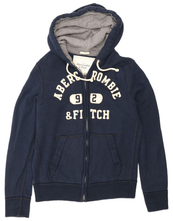 Ανδρικό πουλόβερ με κουκούλα με φερμουάρ Abercrombie & Fitch 2XL, μπλε βαμβακερό