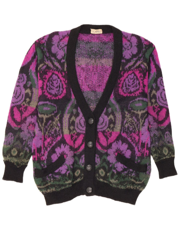 Vintage Girls Cardigan πουλόβερ 13-14 Years Pink Floral Mohair