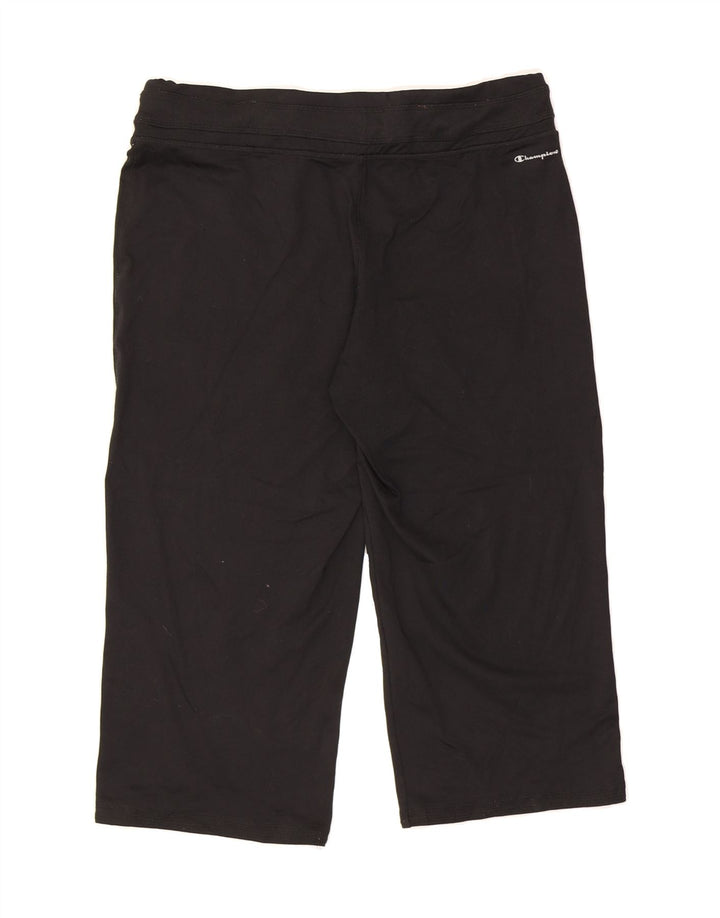 CHAMPION Womens Capri Tracksuit Trousers UK 14 Medium Black Polyester Vintage Champion and Second-Hand Champion from Messina Hembry 