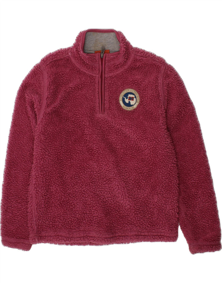 NAPAPIJRI Boys Zip Neck Fleece Jumper 9-10 Years Red Polyester Vintage Napapijri and Second-Hand Napapijri from Messina Hembry 