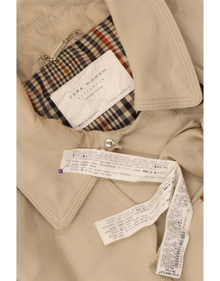 Zara Γυναικεία καμπαρντίνα με διπλό στήθος UK 18 XL Beige Polyester