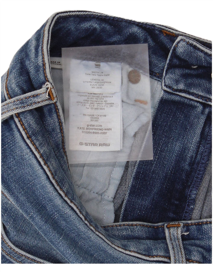 G-Star Womens Distressed Slim Jeans W24 L30 Blue Cotton