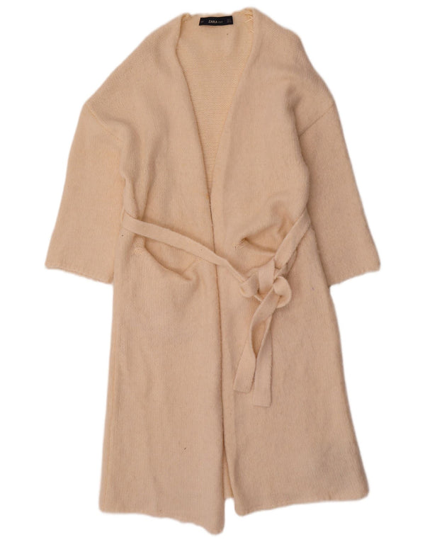 Zara Γυναικείο Longline 3/4 πουλόβερ ζακέτα UK 10 Small Beige