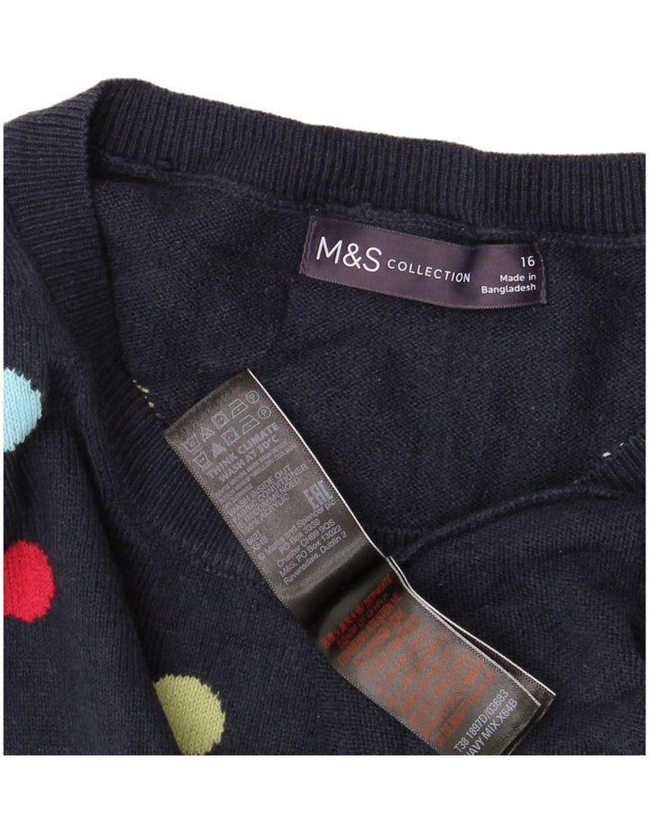 MARKS & SPENCER Γυναικείο πουλόβερ με λαιμόκοψη UK 16 Large Navy Blue