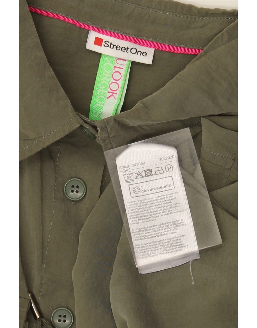 Street One γυναικείο πουκάμισο μπλούζα μπλούζα UK 20 2XL Khaki Modal