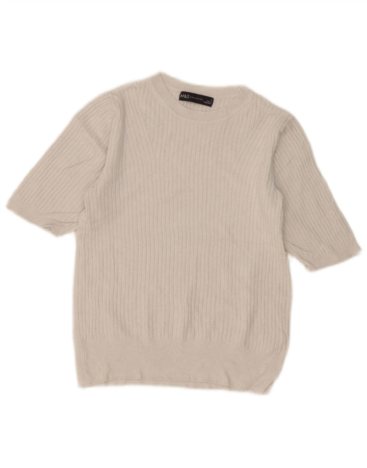Marks & Spencer Γυναικείο πουλόβερ με λαιμόκαυστο UK 8 Small White