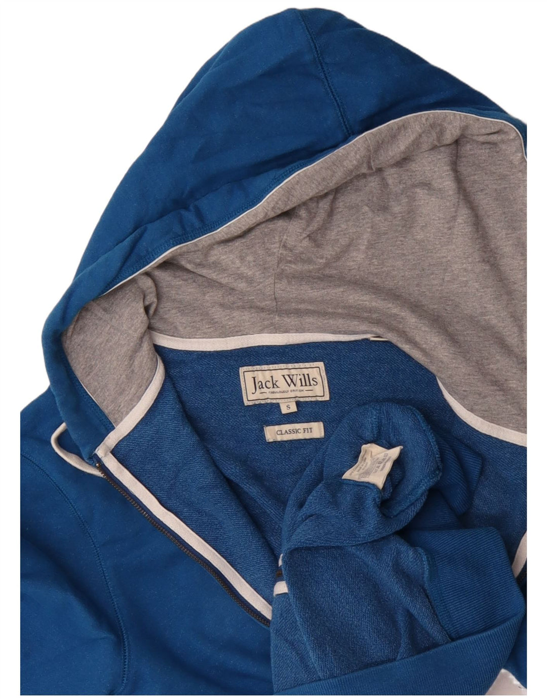 JACK WILLS Ανδρικό πουλόβερ Salcombe Devon Classic Fit με κουκούλα με φερμουάρ μικρό μπλε