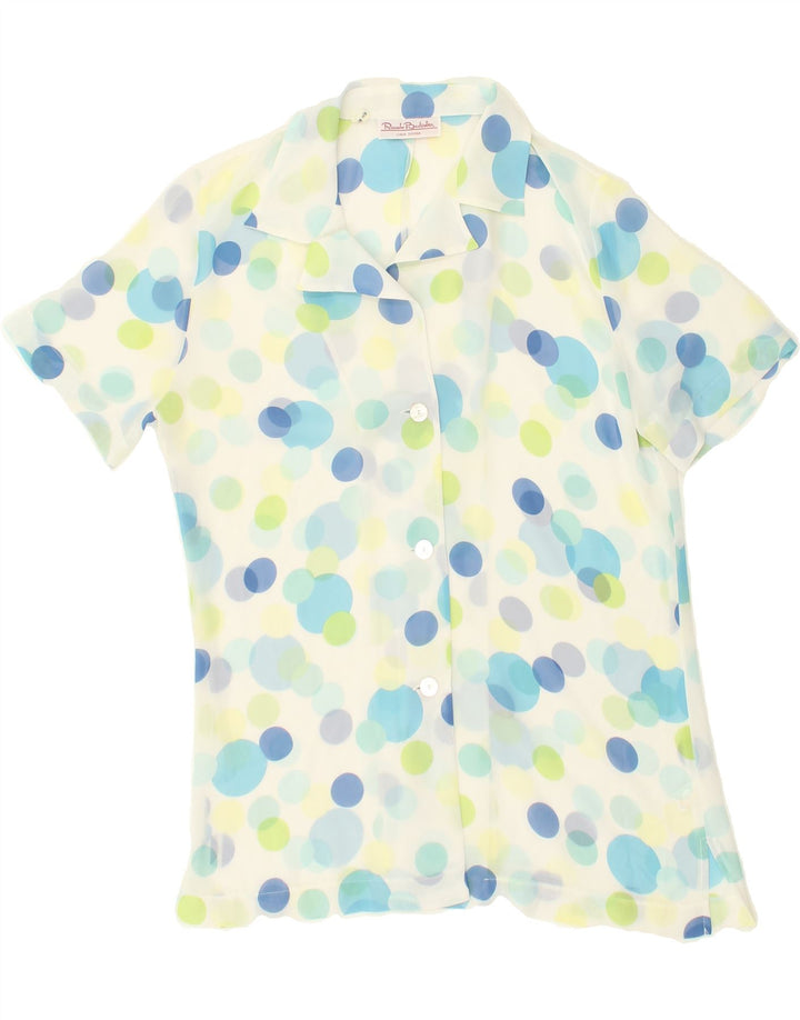 RENATO BALESTRA Womens Short Sleeve Shirt IT 46 Large White Spotted | Vintage Renato Balestra | Thrift | Second-Hand Renato Balestra | Used Clothing | Messina Hembry 