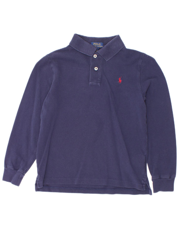 Πόλο Ralph Lauren για αγόρια μακρυμάνικο πουκάμισο 6-7 ετών Ναυτικό μπλε βαμβακερό