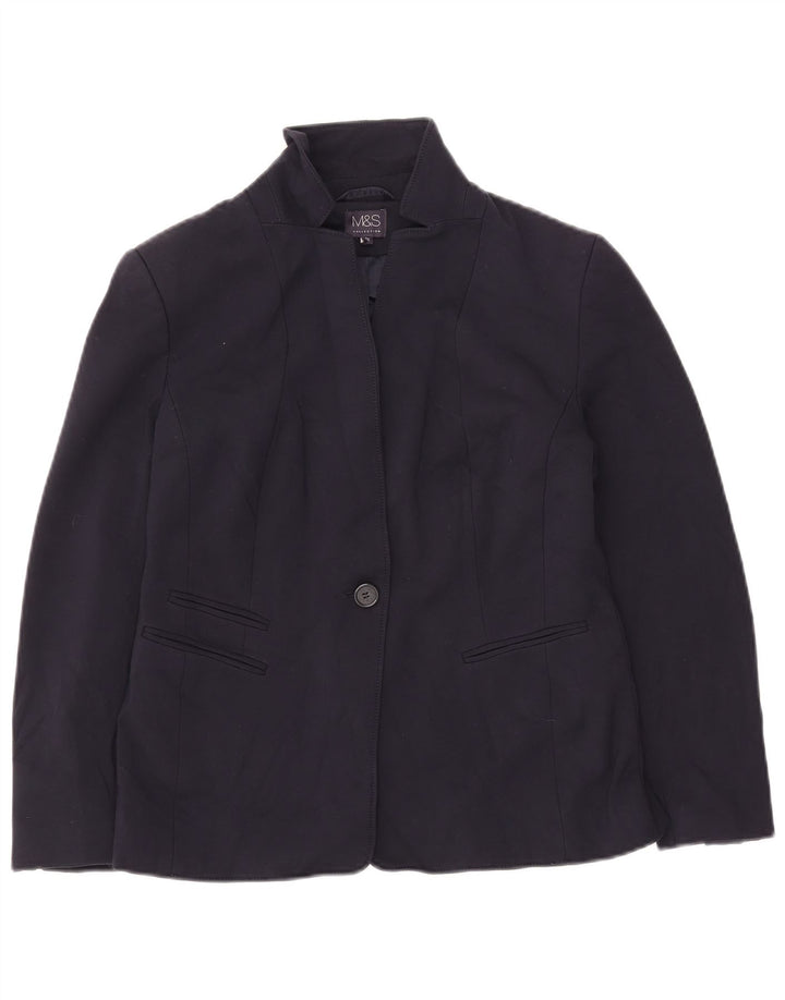 Marks & Spencer Γυναικείο Μπουφάν Blazer 1 Κουμπιού UK 12 Medium Navy Blue