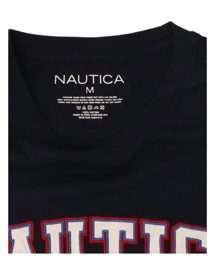 NAUTICA Mens Graphic T-Shirt Top Medium Navy Blue Cotton Vintage Nautica and Second-Hand Nautica from Messina Hembry 